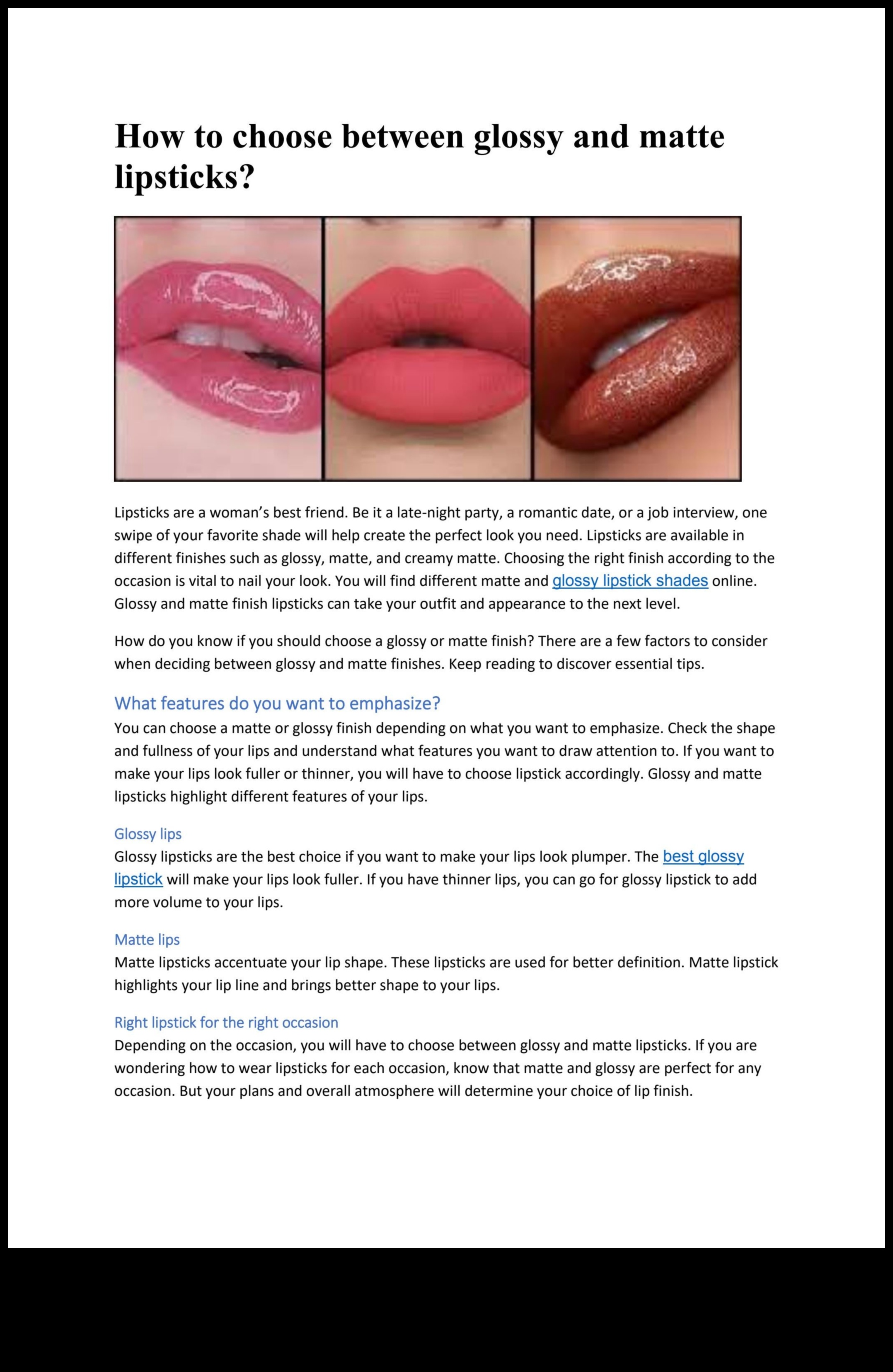 غير لامع أو لامع: اختيار لمسة أحمر الشفاه المناسبة لمظهرك